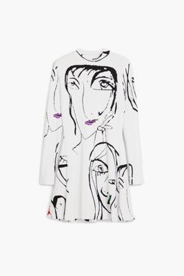 Jurk met gezichtenprint - WHITE - XXL