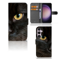 Samsung Galaxy S24 Plus Telefoonhoesje met Pasjes Zwarte Kat - thumbnail