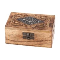 Houten sieradenkistje/opbergkistje 12 x 7 cm   - - thumbnail