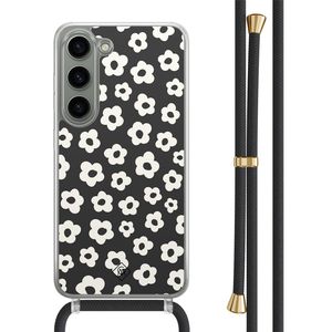 Samsung Galaxy S23 hoesje met zwart koord - Retro bloempjes