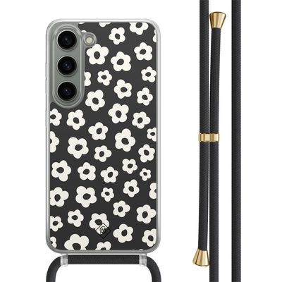 Samsung Galaxy S23 hoesje met zwart koord - Retro bloempjes