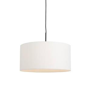 QAZQA Moderne hanglamp zwart met witte kap 50 cm - Combi 1