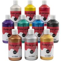 Creativ Company Tempera verf metallic , diverse kleuren, 10x300 ml/ 1 doos