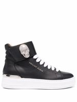 Philipp Plein baskets en cuir à ornements en cristal - Noir