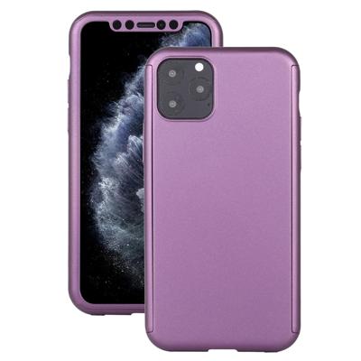 Voor iPhone 11 Pro schokbestendige PC volledige dekking beschermhoes met gehard glas film (paars)