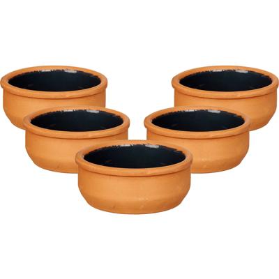 Tapas/creme brulee serveer schaaltjes - 18x - mini - terracotta/zwart - 8 x 4 cm
