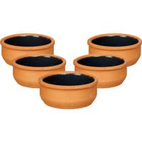 Tapas/creme brulee serveer schaaltjes - 18x - mini - terracotta/zwart - 8 x 4 cm