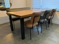 Set van 3 leren eetkamerstoelen en een leren eetkamerbank - twee kleuren leer - Echt leer, Industrieel, ontdek de vele Leersoorten en Kleuren bij ShopX