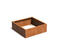 Cortenstaal plantenbak CARREZ zonder bodem 120x120x40cm.