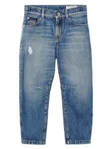 Brunello Cucinelli Kids jean fuselé à taille mi-haute - Bleu