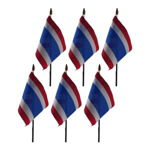 Thailand - 6x - mini vlaggetje van 10 x 15 cm op stokje - Landen vlag - H27 cm