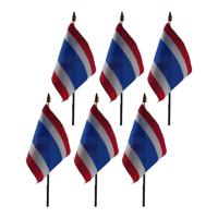 Thailand - 6x - mini vlaggetje van 10 x 15 cm op stokje - Landen vlag - H27 cm