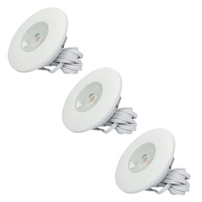 Set van 3 Pavo - Platte LED ipbouwspots met lage inbouwdiepte 12mm - 3 Watt 260 Lumen - 2700K Warm wit - Dimbaar - Rond - Meubelspot - IP44 waterdicht - Wit