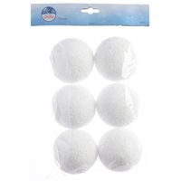 6x Witte sneeuwballen/sneeuwbollen 8 cm   -