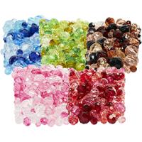 Creativ Company Facet kralen, d 4-12 mm, gatgrootte 1-2,5 mm, diverse kleuren, 7x250 gr/ 1 doos