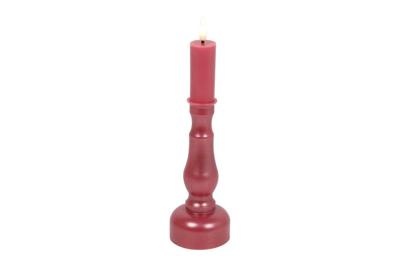 Countryfield kandelaar en ledkaars D 7,5 x H 24 cm roze