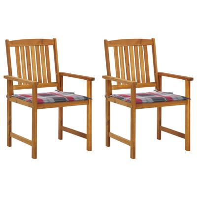 Tuinstoelen 2 st met kussens massief acaciahout
