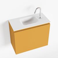Toiletmeubel Mondiaz Olan | 60 cm | Meubelkleur Ocher | Lex wastafel Talc Midden | 1 kraangat