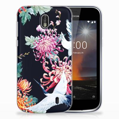 Nokia 1 | TPU Hoesje | Bird Flowers