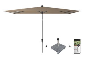 Platinum Riva stokparasol 3x2 - Taupe met voet en hoes