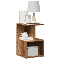 Nachtkastje 35x35x55 cm bewerkt hout oud houtkleurig