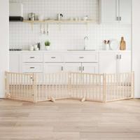 VidaXL Hondenhek inklapbaar met deur 4 panelen 320cm massief vurenhout