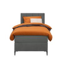 Leen Bakker - Boxspring Liv Geblokt - 90x200 Cm - Slanke Poot - Stof/Velvet - Grijs