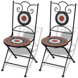 Mozaekstoel bistro set van 2 terracotta/wit