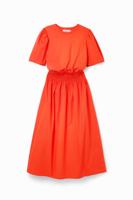 Gecombineerde effen midi-jurk - ORANGE - L