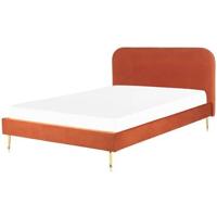 Beliani - FLAYAT - Tweepersoonsbed - Oranje - 160 x 200 cm - Fluweel