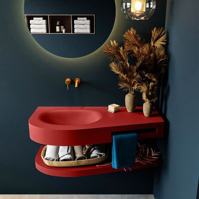 MONDIAZ RIVA 100cm Wastafel met planchet kleur Fire. Wastafel DULCET links 0 kraangaten kleur Fire. MONDIAZ RIVA 100cm Wastafel met planchet kleur Fire. Wastafel DULCET links 0 kraangaten kleur Fire.