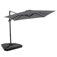 VONROC Premium Zweefparasol Pisogne 300x300cm – Incl. vulbare tegels, kruisvoet & beschermhoes – Vierkante parasol – 360