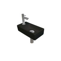 INK - Fonteinpack Porselein Links incl. Fonteinkraan - Design Sifon - Design Plug en Montageset - 360x180x90 Mm - Mat Zwart/chroom