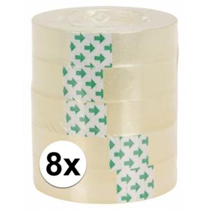 Plakband rol - 8x - voor in plakbandhouder - transparant - 2 cm x 33 m - tape