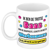 Bellatio Decorations cadeau mok voor baas - grappig - keramiek - 300 ml - feest mokken