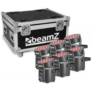 BeamZ BBP60 Uplighter set met 6 draadloze spots in flightcase