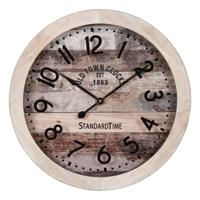 Ostaria Wandklok/muur klok - old town clock - D45 cm - hout - naturel - keuken/kamer