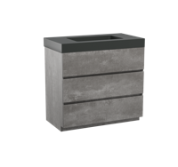 Storke Edge staand badmeubel 95 x 52 cm beton donkergrijs met Scuro High enkele wastafel in mat kwarts