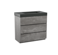 Storke Edge staand badmeubel 95 x 52 cm beton donkergrijs met Scuro High enkele wastafel in mat kwarts - thumbnail