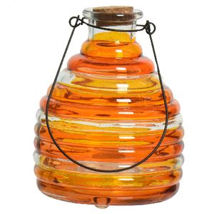 Wespenvanger/wespenval met hengsel - glas - oranje - D13 x H17 cm