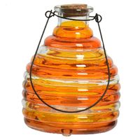 Wespenvanger/wespenval met hengsel - glas - oranje - D13 x H17 cm - thumbnail