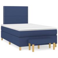 Boxspring met matras stof blauw 120x190 cm