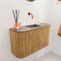 Toiletmeubel Mondiaz Joya Dlux | 73.2 cm | Meubelkleur Oak | Faye wastafel Oza Wasbak Midden | Zonder kraangat(en)