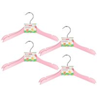 Roze stevige houten kledinghangers voor kinderen 16x stuks