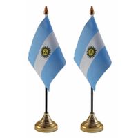 2x stuks Argentinie tafelvlaggetjes 10 x 15 cm met standaard
