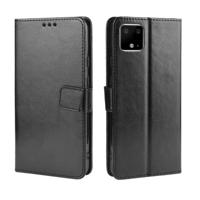 Retro Crazy Horse textuur horizontale Flip lederen case voor Google pixel 4 met houder & kaartsleuven & fotolijstjes (zwart)