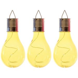 3x Buitenlampen/tuinlampen lampbolletjes/peertjes 14 cm geel   -