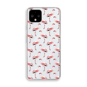 Flamingoprint groen: Pixel 4 Transparant Hoesje