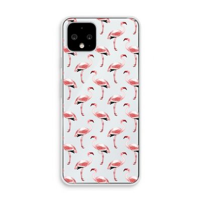 Flamingoprint groen: Pixel 4 Transparant Hoesje