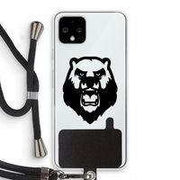 Angry Bear (black): Pixel 4 Transparant Hoesje met koord